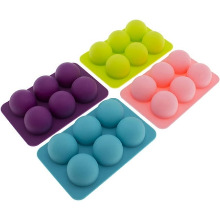 Truffle Chocolate Mold - Freshware 6-Cavity Round Chocolate Truffle, Candy and Gummy Silicone Mold, Pack of 4, CB-650