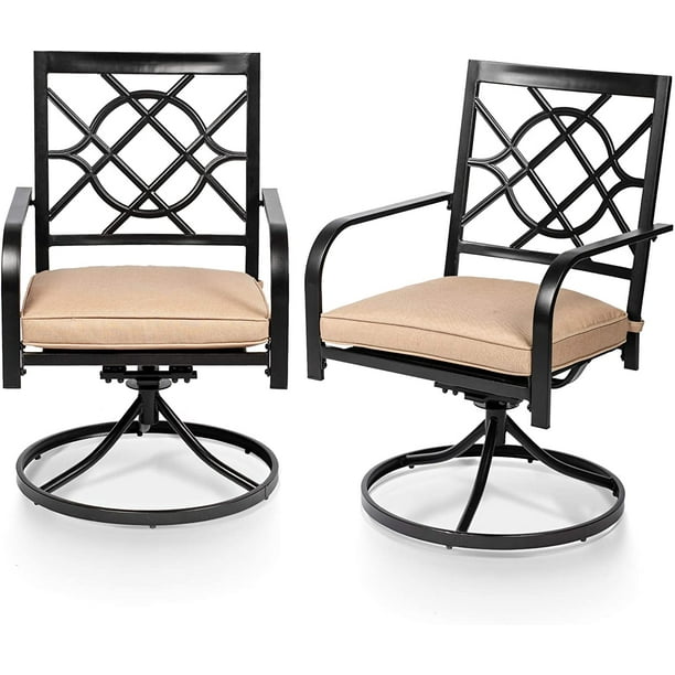 Suncrown Set Of 2 Patio Metal Swivel Rocker Chairs With Cushion Outdoor Dining Com - Swivel Patio Chairs Metal