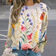 thumbnail image 2 of Watercolor Wildflowers Womens Oversized Sweatshirts Hoodies Crewneck Casual Tops Comfy FallWinter Clothes 2024, 2 of 7