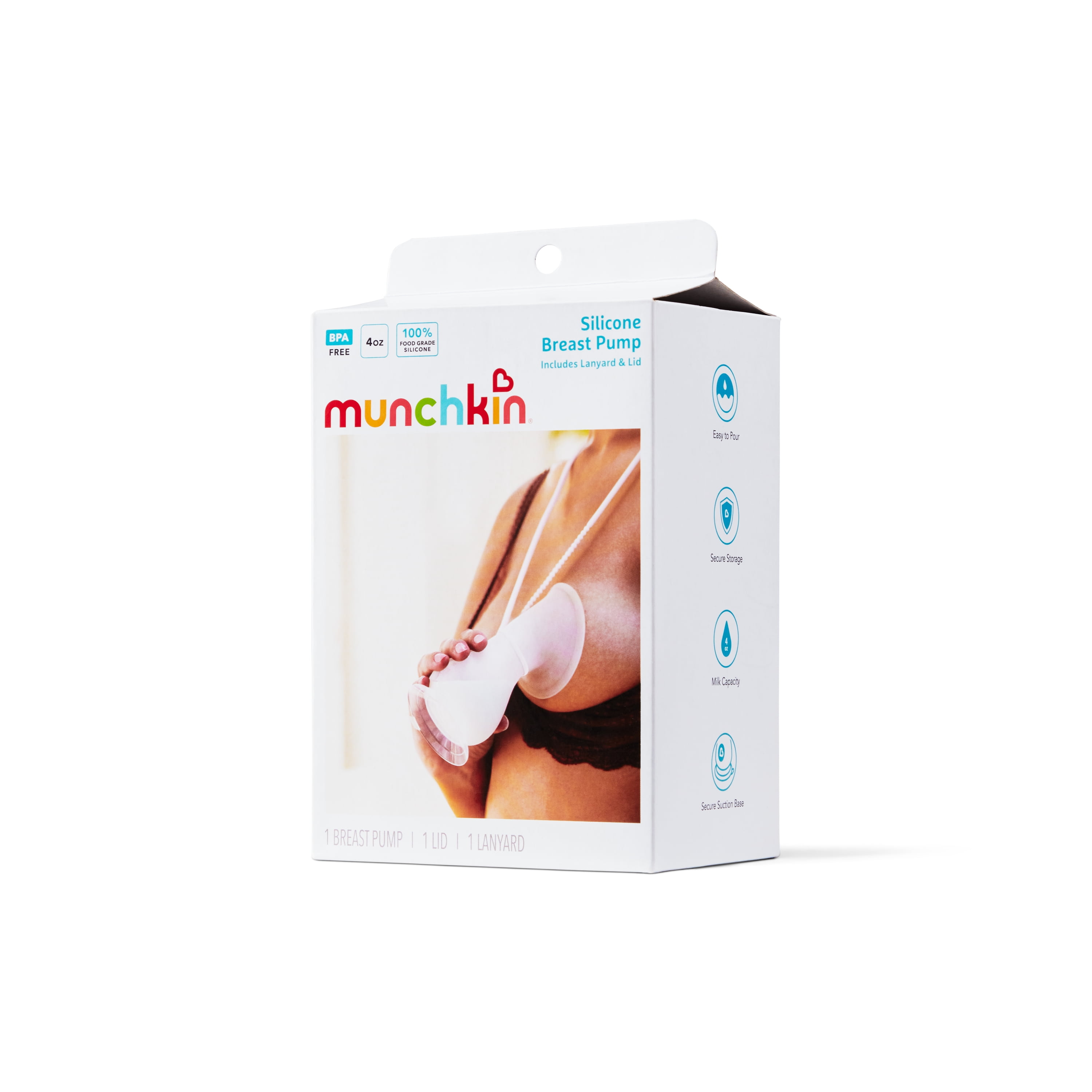 Munchkin® Silicone Manual Breast Portable Pump for at Home & On The Go, 4 oz Milk Capacity