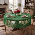 thumbnail image 4 of Sm:)e Dark Green Christmas Tree Farmhouse Style Lace Jacquard Tablecloth 60 Inch, Yarn-Dyed Woven Table Cover for Dining Decor, Round, 4 of 6