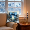 thumbnail image 4 of Blue Pillow Case, Blue Bow Wreath Design, Pillow Cover, Winter Wonderland Throw Pillow, Bedroom Living Room Couch Pillowcases, Home Background Decor, 4 of 6