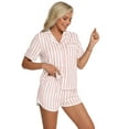 thumbnail image 6 of DAKIMOE Womens Silk Satin Pajamas Short Sleeve Loungewear Two-Piece Sleepwear Button-Down Pj Set, 6 of 6