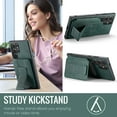 thumbnail image 6 of ELEHOLD for Samsung Galaxy S24 Ultra Wallet Back Case,RFID Blocking Flip Card Holders Strong Magnetism Wristband Strap Stand Function Shockproof Protective Galaxy S24 Ultra Cover,Green, 6 of 8