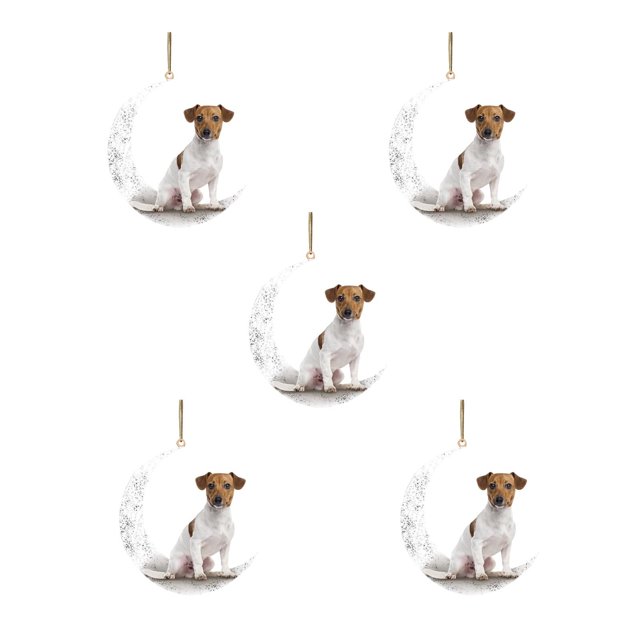 Iron Art Siéntese en la luna Lovely Dog Moon Ornament para los amantes de los perros Christmas Tree Pendent 5PC Wmkox8yii gf6374