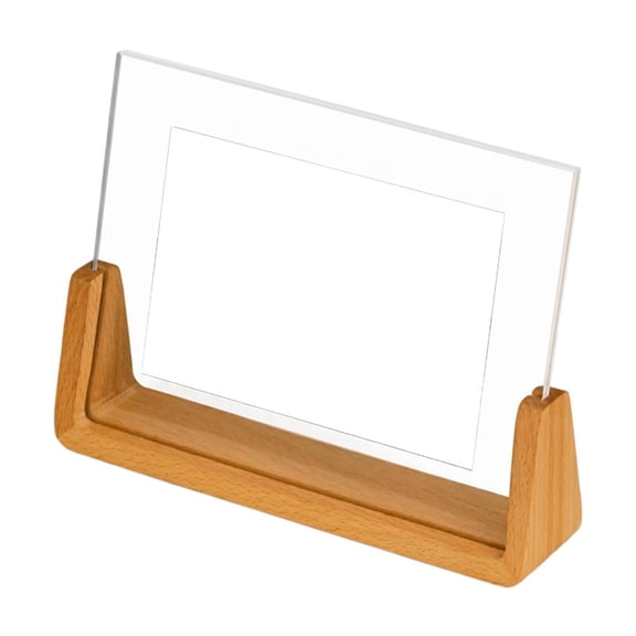 Solid Wood Photo Frame, Minimalist Desktop Picture Frame with Clear Acrylic Panel, Natural Wooden Display Holder for 4x6 Photos, Desk, Shelf, Nightstand & Home Decor