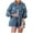 Light Blue, variant on Women's Plus Size Denim Jacket Washed Worn With Holes Loose Fit Long Sleeve Casual Coat