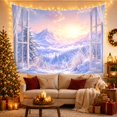 thumbnail image 3 of Snowy Peaks Above Layered Forests Beyond an Open Window, Dreamy Digital Art for Nature Lovers, Alpine Decor, Christmas Gift, Tapestry Wall Hanging for Bedroom and Living Room, 3 of 7