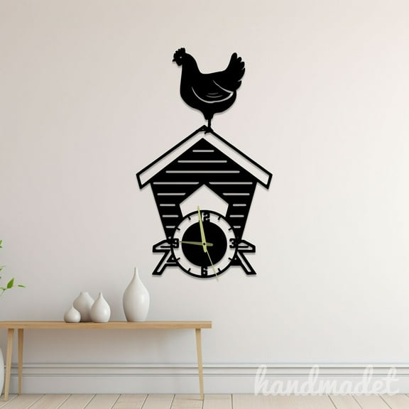 Handmadetneonsign Chicken Wall Clock Unique, Year Date Round Wall Clock, Text Oversize Wall Clock 59622