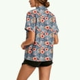thumbnail image 4 of Juesizh Hawaiian Shirts for Women Plus Size Summer Tops Trendy Casual Button Down Casual Print T Shirts, S-5XL, 4 of 6