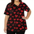 thumbnail image 3 of Dwralegc Women's Valentines Printed Scrub Tops Short Sleeve Shirts Heart Pattern V Neck Nurse Plus Size Shirt with 2 Pockets Uniform Red M, 3 of 5