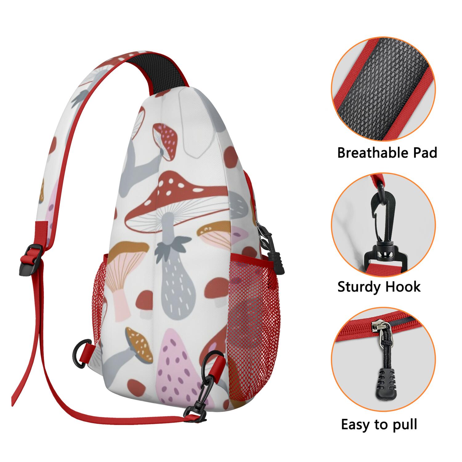 Crossbody Sling Bag Mushroom Travel Sling Bag Casual Bag for Men Women