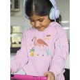 thumbnail image 2 of Flamingo Summer Illustration Hoodie Juniors -Image by Shutterstock,  Large, 2 of 4