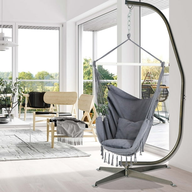Bliss macrame hanging hammock chair with pillows hotsell