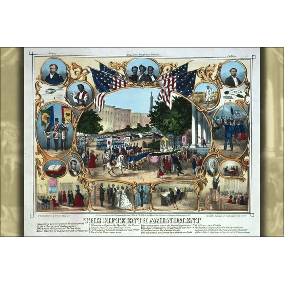 24"x36" Gallery Poster, passage of the Fifteenth Amendment to the United States Constitution in February 1870