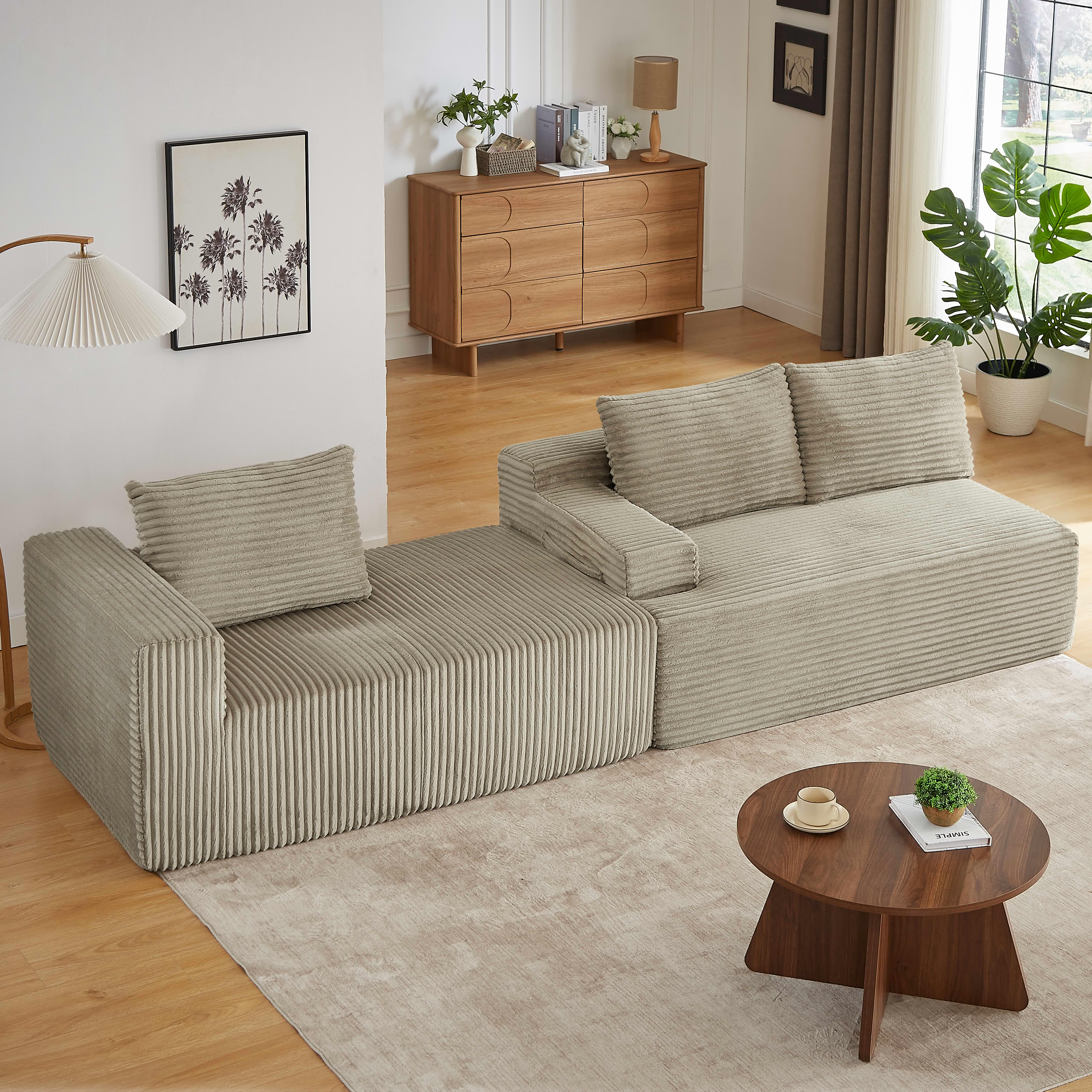MAYEERTY L-Shaped Boneless Sectional Couch, Deep Seat Plush Sleeper for Living Room & Apartment, 96×61" Camel