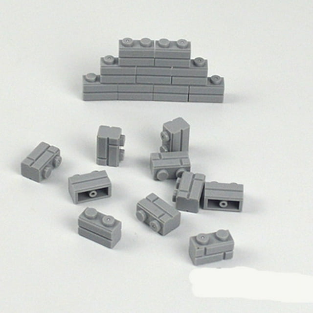 Ladrillos de pared gruesos de partículas pequeñas, 1x2, 1x3, 1x4 puntos, accesorios a granel, puertas, ventanas, bloques de construcción DIY, juguete educativo para niños,120pcs grey 1x2