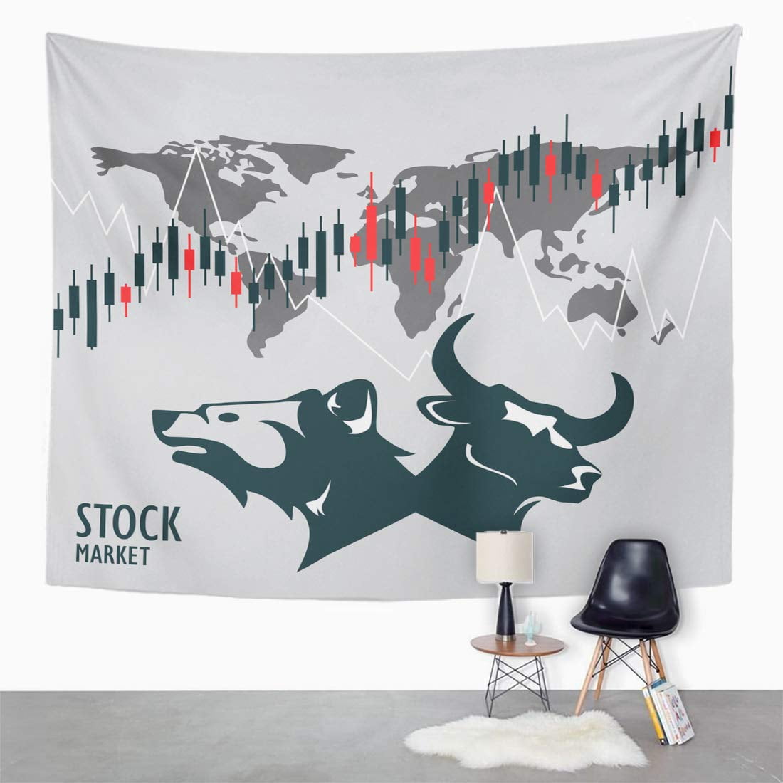 POGLIP Bullish and Bearish Symbols on Stock Market Forex Commodity Charts Abstract The Wall Art Hanging Tapestry Home Decor for Living Room Bedroom Dorm 60x80 inch Walmart
