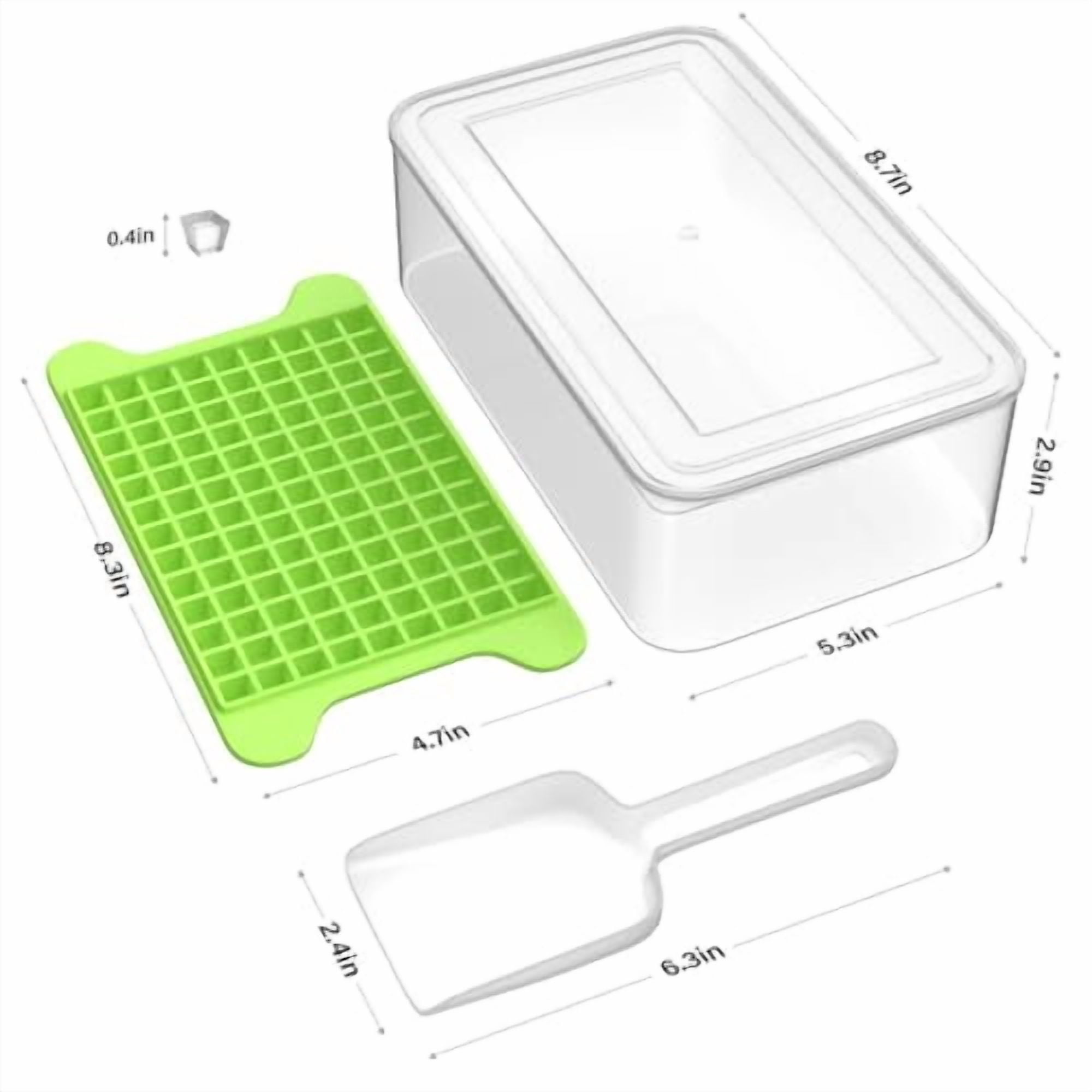 Mini Silicone Ice Cube Tray with Storage Bin - 117 Pcs Small Square Ice Maker for Freezer, Easy Release Nugget Ice Mold for Cocktails, Coffee & Cold Drinks