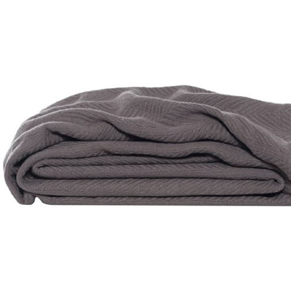 Eddie Bauer Home | Herringbone Collection | 100% Cotton Light-Weight and Breathable Blanket, Cozy and Soft Throw, Machine Washable, Queen, Mushroom