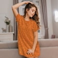 thumbnail image 3 of Naloa Orange Glitter Print Women Nightgowns,Womens Loungewear,Short Sleeve Sleepwear,Comfy Ladies Nightdress, 3 of 6