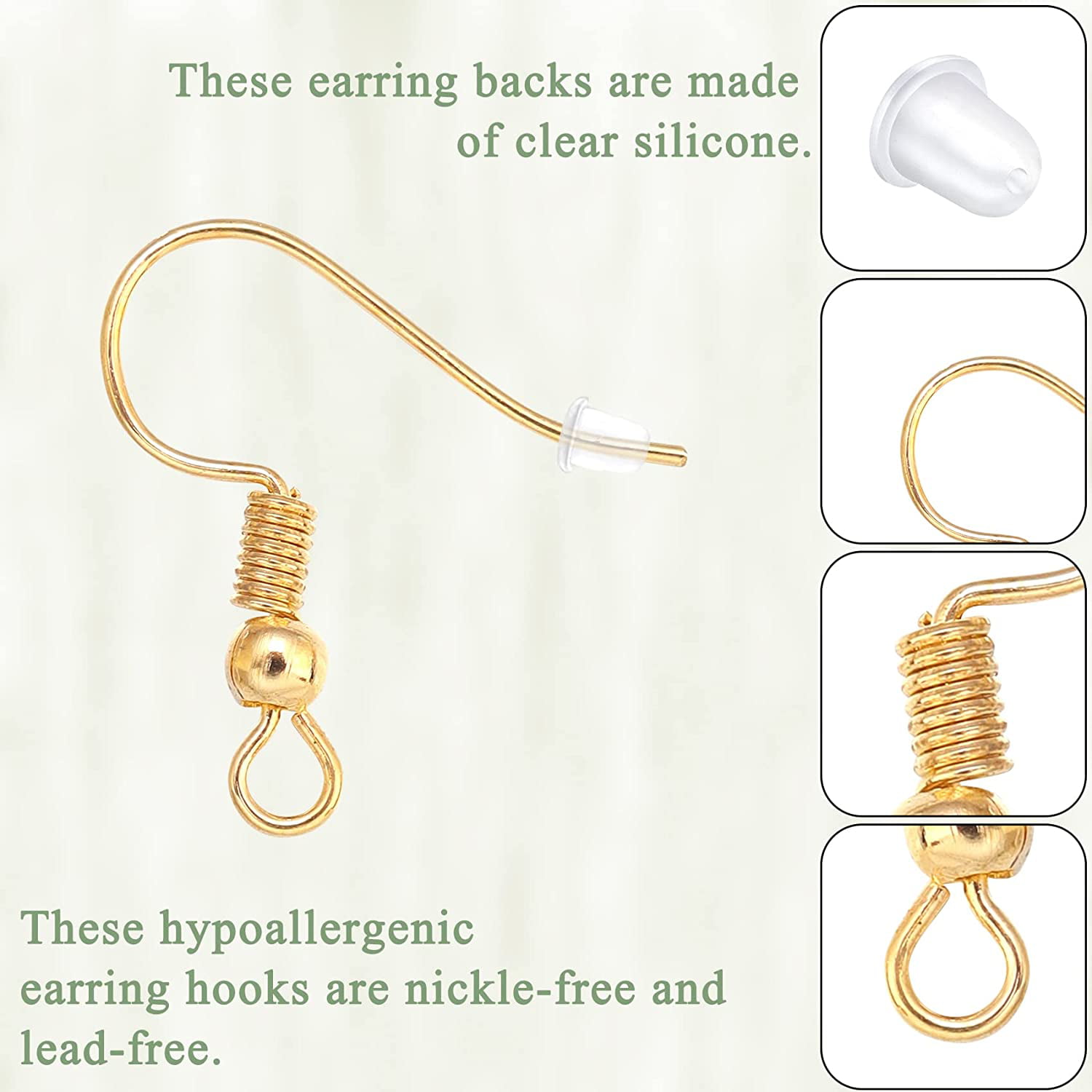 200 PCS Earring Hooks for Jewelry Making with Earring Backs Fish Earring  Hooks Hypoallergenic for DIY Jewelry Making