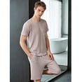 thumbnail image 4 of Defitshape Men's Summer Pajamas Short Sleeve Shorts Pajama Set Soft Spring Lightweight Fall Casual Basic Waffle Knit Pj Set Grey Large, 4 of 4