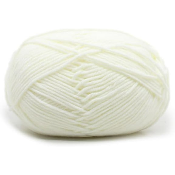 3 Skeins 4-Ply Milk Cotton Yarn for Weaving Knitting Crochet White 2mm White