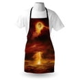 thumbnail image 3 of Nature Apron Apocalyptic Backdrop with Storm Beams and Full Moon End of World Like Hell Theme, Unisex Kitchen Bib Apron with Adjustable Neck for Cooking Baking Gardening, Orange Yellow, by Ambesonne, 3 of 3