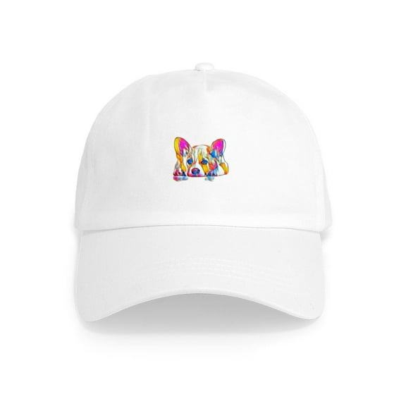 CafePress - Colorful Corgi Puppy - Adjustable 100% Brushed Unisex Casual Cotton Baseball Cap, Beige, 1