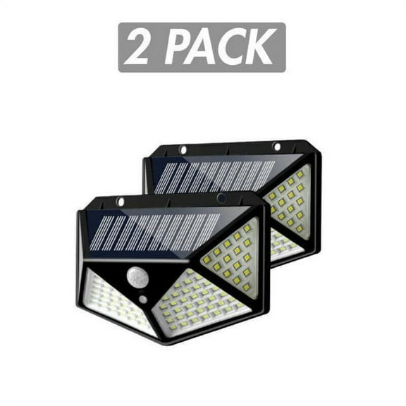 100 LED Solar Power PIR Motion Sensor Light Outdoor Security Garden Waterproof -2 pack