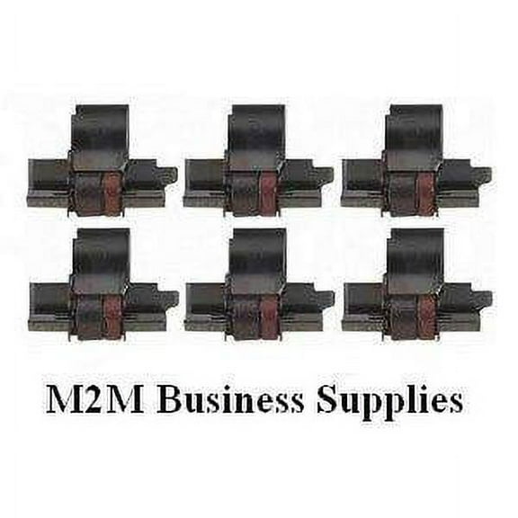 6 Pack Compatible Seiko IR-40T Black / Red Ink Rollers , Works for CANON MP12D, CANON P120DH, CANON P121DH, CANON P15D