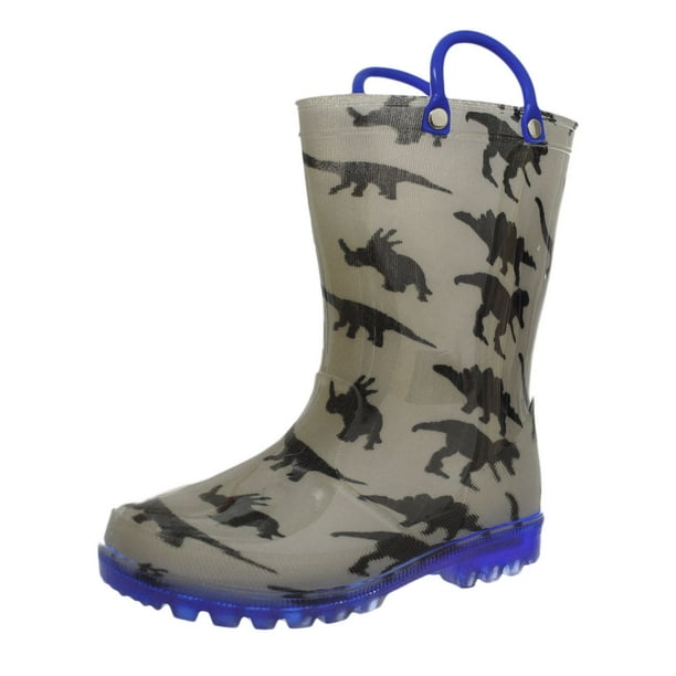 Lilly Boys' LightUp Rubber Rain Boots (Sizes 5 12) gray/blue, 8