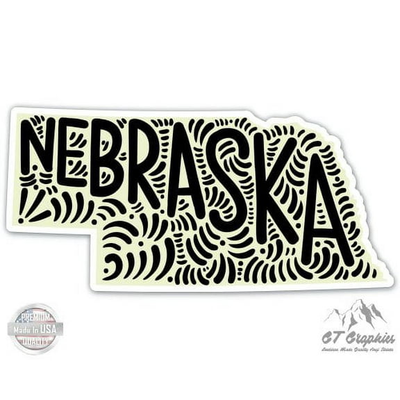 Nebraska Shape Cute Letters Native Local - 3" Vinyl Sticker - For Car Laptop I-Pad Phone Helmet Hard Hat - Waterproof Decal