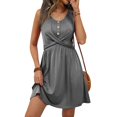 thumbnail image 6 of Laqbezok Women's Casual Sleeveless Dress, Round Neck Twist Front Mini Dress, Slim Fit A-Line Summer Outfit for Vacation Beach, 6 of 6