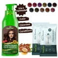thumbnail image 2 of (5 pack) Herbishh Chestnut Brown Hair Color Shampoo for Gray Hair with Pack 2 Hair colour stain remover, Hair Dye Shampoo 3 in 1, 100% Gray Coverage, Permanent Hair Color for Men & Women, Ammonia-free, 500 ml, 2 of 15