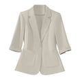thumbnail image 4 of Stamzod Blazers for Women Trendy Three Quarter Sleeve Dress Suit Jackets Work Casual Office Blazer Jacket with Pocket Beige B XL, 4 of 8