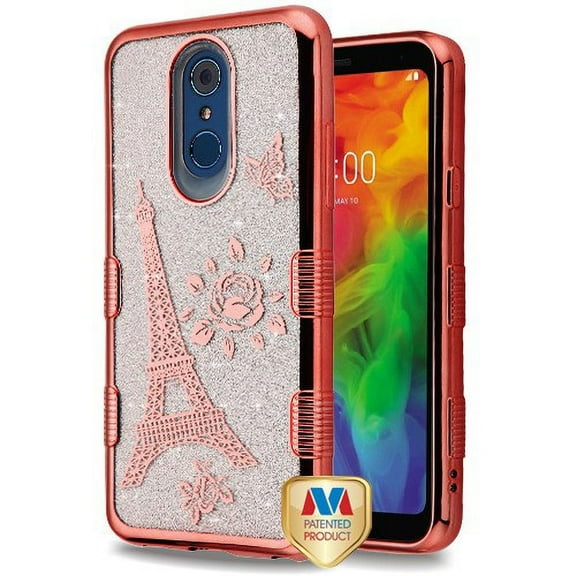 Mybat Eiffel Tower Glitter TUFF Hybrid Case For LG Q 7, Q7 Plus Rose Gold