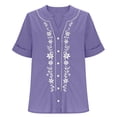 thumbnail image 5 of Babysbule V-Neck Short Sleeve Embroidery Floral Blouses & Tops, Women's Tops, 5 of 7