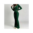 thumbnail image 2 of Zynoxe Womens Sweatsuits 2 Piece Set with Pockets Long Sleeve Zip Hoodie Top & Full Length Flare Pants Suit Comfy Velour Womens 2 Piece Outfits Versatile Solid Color Sweat Suits for Womens Green S, 2 of 7