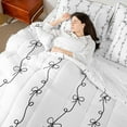 thumbnail image 4 of Homewish Cartoon Bow Knot Twin Bedding Sets 7-Piece for Kids Children Teens,Dreamy Princess Bedding Comforter Set Microfiber,Geometric Stripes Breathable Sheet Sets,Luxury Bedroom Decor,Reversible, 4 of 8