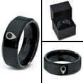 thumbnail image 4 of Tungsten GPS Location Symbol Icon Band Ring 8mm Men Women Comfort Fit Black Beveled Edge Polished, 4 of 4