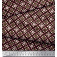 thumbnail image 3 of Soimoi Brun Poly Georgette Tissu Aster & Roses Damassé Tissu Imprimé 1 Yard 52 Inch Wide, 3 of 5