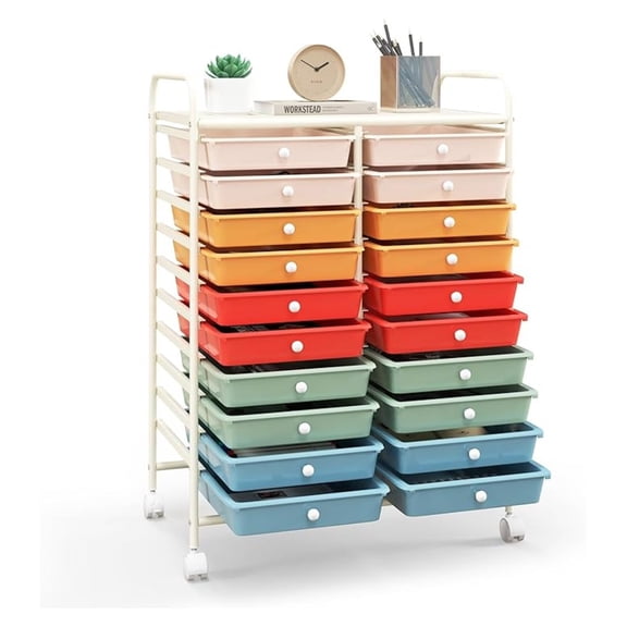 20-Drawer Rolling Cart, Mobile Utility Storage Cart with Wheels