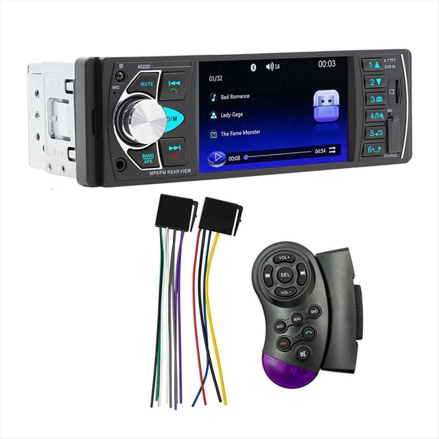 Reproductor MP5 para Coche con Pantalla de 4,1 Pulgadas Compatible con de Audio Remoto Bluetooth 1 Din USB AUX FM Compatible con CáMara de VisióN Trasera