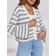 thumbnail image 2 of Jersey tipo cárdigan Saodimallsu a rayas para mujer gris, 2 of 6