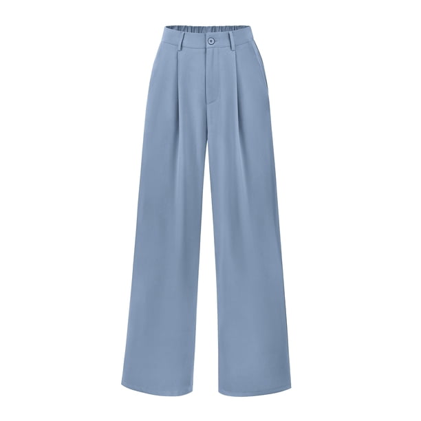 Pantalones PRETTYGARDEN Palazzo de Pierna Ancha y Cintura Alta Azul Talla S