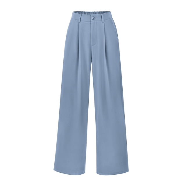 Pantalones PRETTYGARDEN de pierna ancha, tiro alto, color gris medio azulado