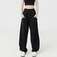 thumbnail image 3 of Pantalones deportivos de albaricoque para mujer, pantalones deportivos rectos y sueltos de otoño, pantalones de pierna ancha de marca de moda hip hop, pantalones de baile, 3 of 5