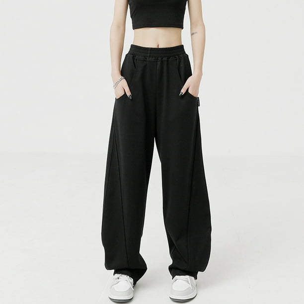 Pantalones deportivos de albaricoque para mujer, pantalones deportivos rectos y sueltos de otoño, pantalones de pierna ancha de marca de moda hip hop, pantalones de baile